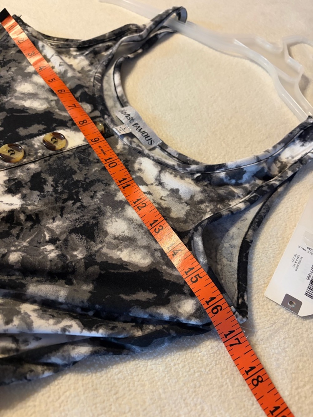 Almost Famous Black & White Tie-Dye Sleeveless Jumpsuit Cozy Soft Size Large - Picture 7 of 9